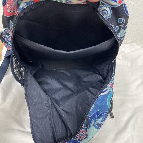 VERA BRADLEY Essential Large Backpack Laptop Bag Lotus Flower Swirl Blue Compute - Picture 6 of 9